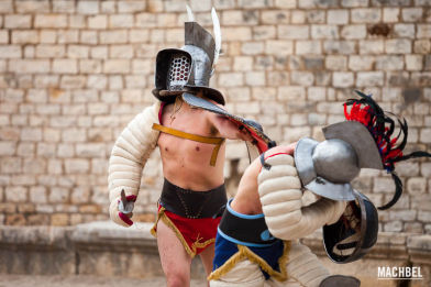 Recreación de la lucha entre gladiadores de Tarraco Viva 2013. Tarragona, Cataluña, España