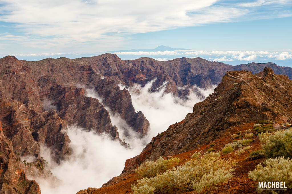 Caldera de Taburiente y vista de Tenerife de la isla de La Palma